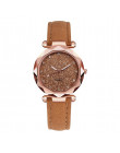 Moda kryształ kobiety zegarki różowy kobiet Starry Sky Dial skórzany zegarek kwarcowy zegarek na rękę Montre Femme 2018 zegarek 