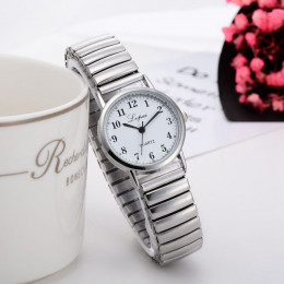 Lvpai zegarek damski symulacja sukienka kwarcowy ze stali nierdzewnej z zegar prezent moda elastyczny teleskopowy pasek zegarek 