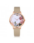 Moda damski zegarek dziewczyny na co dzień kwiat Dial skórzany pasek zegarek kwarcowy na rękę zegarki damskie zegary Montre Femm