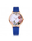 Moda damski zegarek dziewczyny na co dzień kwiat Dial skórzany pasek zegarek kwarcowy na rękę zegarki damskie zegary Montre Femm