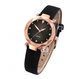 Gorąca sprzedaż zegarek dla pań zegarki damskie diament tarcza fioletowy skórzany zegarek kwarcowy zegarek na rękę Top luksusowa