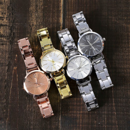Zegarki damskie luksusowe eleganckie panie nadgarstek ze stali nierdzewnej zegarek kobieta zegar analogowy zegarek kwarcowy okrą