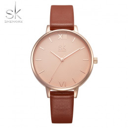 Shengke najlepsze marki mody panie zegarki skórzany pasek zegarka kobiet zegarek kwarcowy kobiety cienkie dorywczo Reloj Mujer m