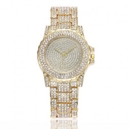 Luksusowa marka zegarka kobiet mody Rhinestone pasek ze stali nierdzewnej analogowy panie kwarcowy zegarek na rękę zegarki zegar
