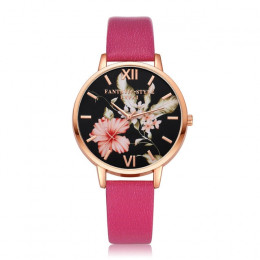 LVPAI kobiet zegarki wzór kwiaty skóra PU skórzany pasek kwarcowy zegarek na rękę zegarek dla pań sukienka Senhoras assistir now