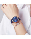 NAVIFORCE kobiety mody zegarek kwarcowy Lady niebieski PU Watchband data na co dzień 3ATM zegarek wodoodporny prezent dla dziewc