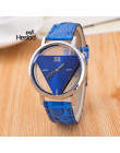 Hesiod nowy Design moda damska zegarki elegancki wydrążony trójkąt kobiet cienki skórzany pasek zegarka mody zegarek kwarcowy