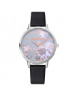 Nowe mody zegarek markowy kobiety zegarki kwarcowe drukowane kwiat skórzany pasek do zegarka zegarek dla kobiet prezent relogio 