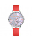 Nowe mody zegarek markowy kobiety zegarki kwarcowe drukowane kwiat skórzany pasek do zegarka zegarek dla kobiet prezent relogio 