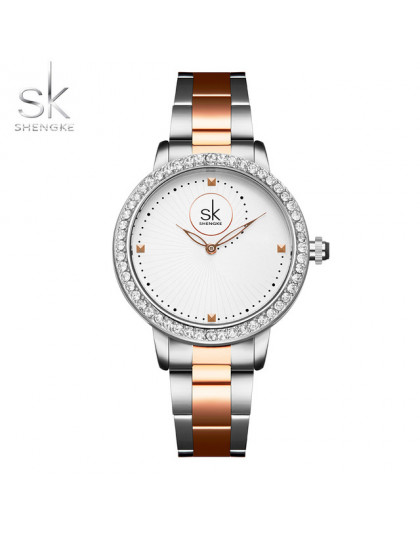 Shengke wzrosła złoty zegarek kwarcowy kobiet zegarki damskie zegarki Top marka kryształ luksusowy zegarek damski dziewczyna zeg