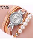 CCQ kobiety mody bransoletka srebrny urok perły zegarek kwarcowy na rękę panie ekskluzywny zegarek Relogio Feminino Hot sprzedaż