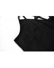 Modny czarny krótki top damski na ramiączkach zmysłowa bluzeczka z strapsami prążkowana koszulka głęboki dekolt