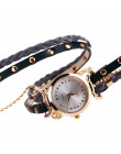 Kobiet bransoletka zegarek Relojes Mujer 2019 w stylu Vintage splot Wrap zegarek kwarcowy PU skórzany pasek na rękę zegarki kol 