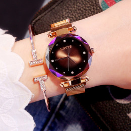 Luksusowe złota róża kobiety zegarki 2019 nowy moda damska sukienka zegar siatka stalowa wodoodporny zegarek relogio feminino ko