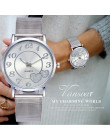 Vansvar marka moda srebrny złoty opaska siatkowa miłość Dial zegarek na co dzień kobiety zegarki kwarcowe na prezent Relogio Fem