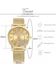 Vansvar marka moda srebrny złoty opaska siatkowa miłość Dial zegarek na co dzień kobiety zegarki kwarcowe na prezent Relogio Fem