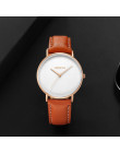 Tanie moda na co dzień kobiety studenci minimalistyczny trendu temperamentu Art Design mały Dial skórzany zegarki dla par @ F