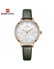 NAVIFORCE kobiety mody zegarek kwarcowy Lady skórzane Watchband data tydzień dorywczo wodoodporny zegarek prezent dla dziewczyny