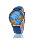 Wysokiej jakości kobiety moda casual zegarek mapa świata projekt sukienka panie kwarcowy zegarek analogowy skórzany kobiety prez