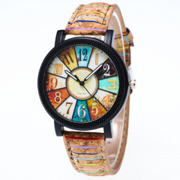 5001 moda wypoczynek wysokiej jakości kobieta zegarek Harajuku Graffiti wzór skórzany pasek Analog Quartz Vogue zegarki na rękę