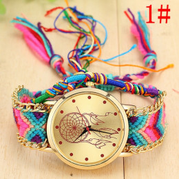 Vansvar w stylu Vintage kobiety rodzimych Handmade zegarek kwarcowy z dzianiny Dreamcatcher przyjaźń zegarek Relojes Mujer Drop 