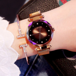 2019 moda zegarka kobiet luksusowe złota róża panie zegarki na rękę magnes wodoodporny zegar relogio feminino zegarek damski pre