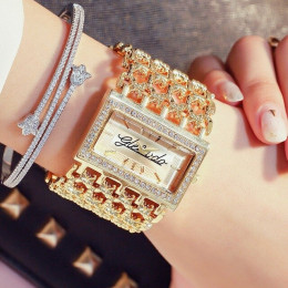 Nowy!!! 2018 marka nowy łańcuch ze stali nierdzewnej moda złoty zegarek kobiet zegarki na rękę zegarki kwarcowe