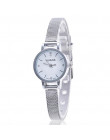 Strefa czasowa 401 moda na co dzień zegarki damskie zegarek kwarcowy analogowy zegarek na rękę Lady kobiet złoty Mesh sukienka 