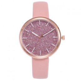 Moda Reloj Mujer różowy damski zegarek ze skórzanym paskiem w stylu casual kwarcowy analogowy zegarek na rękę bransoletki z zega