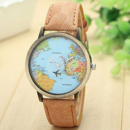 Hot moda 2019 mężczyźni kobiety zegarki globalny mapa podróży samolotem zegarek kwarcowy na co dzień zegar Saat prezent Relogio 