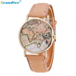 Moda damska mapa świata skórzany pasek analogowy zegarek kwarcowy  na co dzień kobiety panie sukienka zegarki zegarki dla kobiet