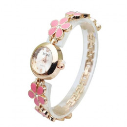 Kobiety luksusowej marki zegarków ze stali nierdzewnej relogio feminino Rhinestone kwiat Alloy kompania panie kobiet bransoletki