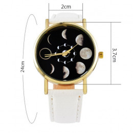 2019 Solar fazy księżyca zaćmienie zegarek kobiety stylowe damskie zegarek kwarcowy zegarek z PU skórzany bransoletki z zegarkie