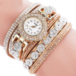 Kobiety analogowy zegarek kwarcowy Rhinestone bransoletki z zegarkiem moda na co dzień relogio feminino montre femme zegarek dam