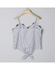 Bez rękawów kobiety lato 2018 Sexy topy kobiet koronki Top w paski V Neck przycisk Cami Casual Tank topy dla kobiet feminino Hau