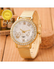 Genewa kobiet zegarki luksusowe Reloj Mujer panie na co dzień siatka pełne sukienka ze stali nierdzewnej kwarcowy zegarek na ręk