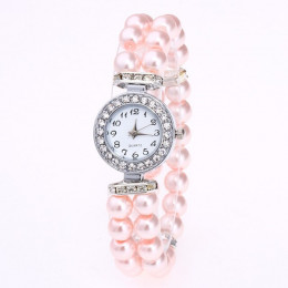 Moda symulowane Pearl pasek zegarka kobiet Rhinestone małe zegarek na bransolecie z tarczą kwarcowy zegarek na rękę Relogio Femi