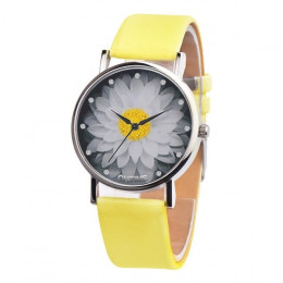 Zegarek kwarcowy żółty kobiet kwiat na co dzień oglądać kobiety okrągły zegarek dropshipping panie prosty zegarek dropshipping M
