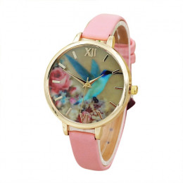 Moda niebieski Hummingbird damski pasek skórzany do zegarka analogowy zegarek kwarcowy na rękę zegarki bajan kol kobieta okrągły