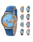 MEIBO Relojes Hombre Unisex moda w stylu Vintage na co dzień mapa świata mężczyzn zegar przez pasa samolotu Dial analogowe kwarc
