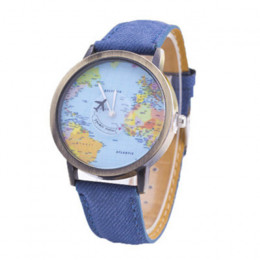 MEIBO Relojes Hombre Unisex moda w stylu Vintage na co dzień mapa świata mężczyzn zegar przez pasa samolotu Dial analogowe kwarc