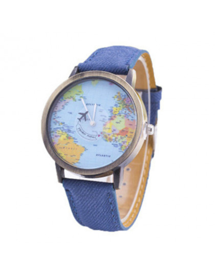 MEIBO Relojes Hombre Unisex moda w stylu Vintage na co dzień mapa świata mężczyzn zegar przez pasa samolotu Dial analogowe kwarc