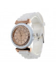 Kobiet zegarki klasyczne Rhinestone genewa gumy mody zegarek pasek bransoletka kwarcowy analogowy zegarek na rękę relogio mascul