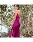 Uvkkc seksowna sukienka podział bez rękawów pasek V Neck Backless kobiety długie sukienki na imprezę 2019 lato kobiet Vestido st