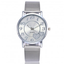 Miłość serce zegarki tarczowe kobiety mody zegarek 2019 Top marka luksusowe ze stali nierdzewnej opaska z siatki stalowej Relogi