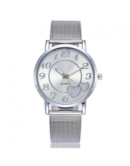 Miłość serce zegarki tarczowe kobiety mody zegarek 2019 Top marka luksusowe ze stali nierdzewnej opaska z siatki stalowej Relogi