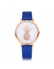 TZ 501 luksusowe modny skórzany pasek analogowy zegarek kwarcowy okrągły zegarek na rękę ananas wzór darmowa wysyłka