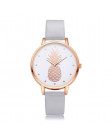 TZ 501 luksusowe modny skórzany pasek analogowy zegarek kwarcowy okrągły zegarek na rękę ananas wzór darmowa wysyłka