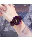 Luksusowe Starry Sky kobiet zegarek czarny klamra magnetyczna opaska siatkowa ze stali nierdzewnej Rhinestone zegarek kwarcowy L