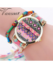 Vansvar New Arrival marka kobiety mody ręcznie pleciony Aztec zegarek liny panie kwarcowe zegarki na rękę Relogio Feminino 533